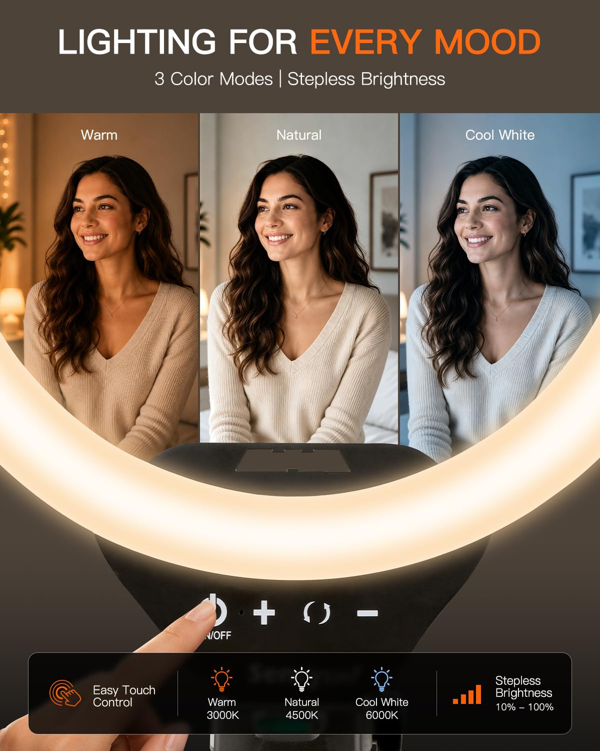 SENSYNE Ring Light with Stand, 50" Phone Tripod with Wireless Remote