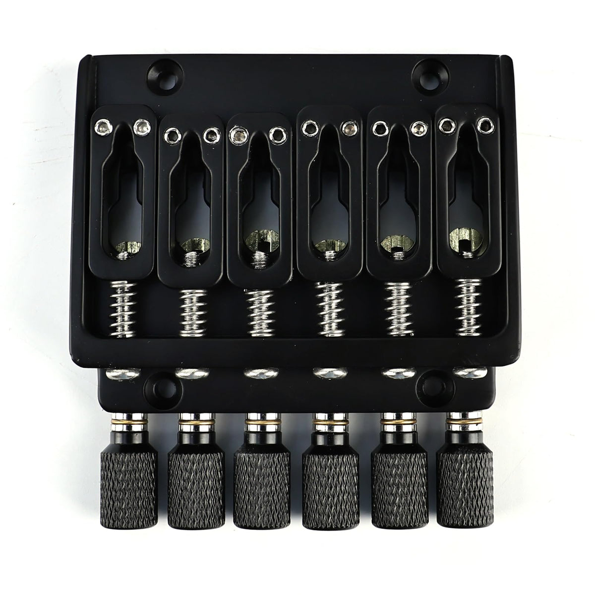 OVSAL 10.5mm(13/32") Headless Electric guitar Bridge Zinc Alloy 6 String Fixed Bridge for Headless Electric Guitar Replacement Parts（Matte Black）