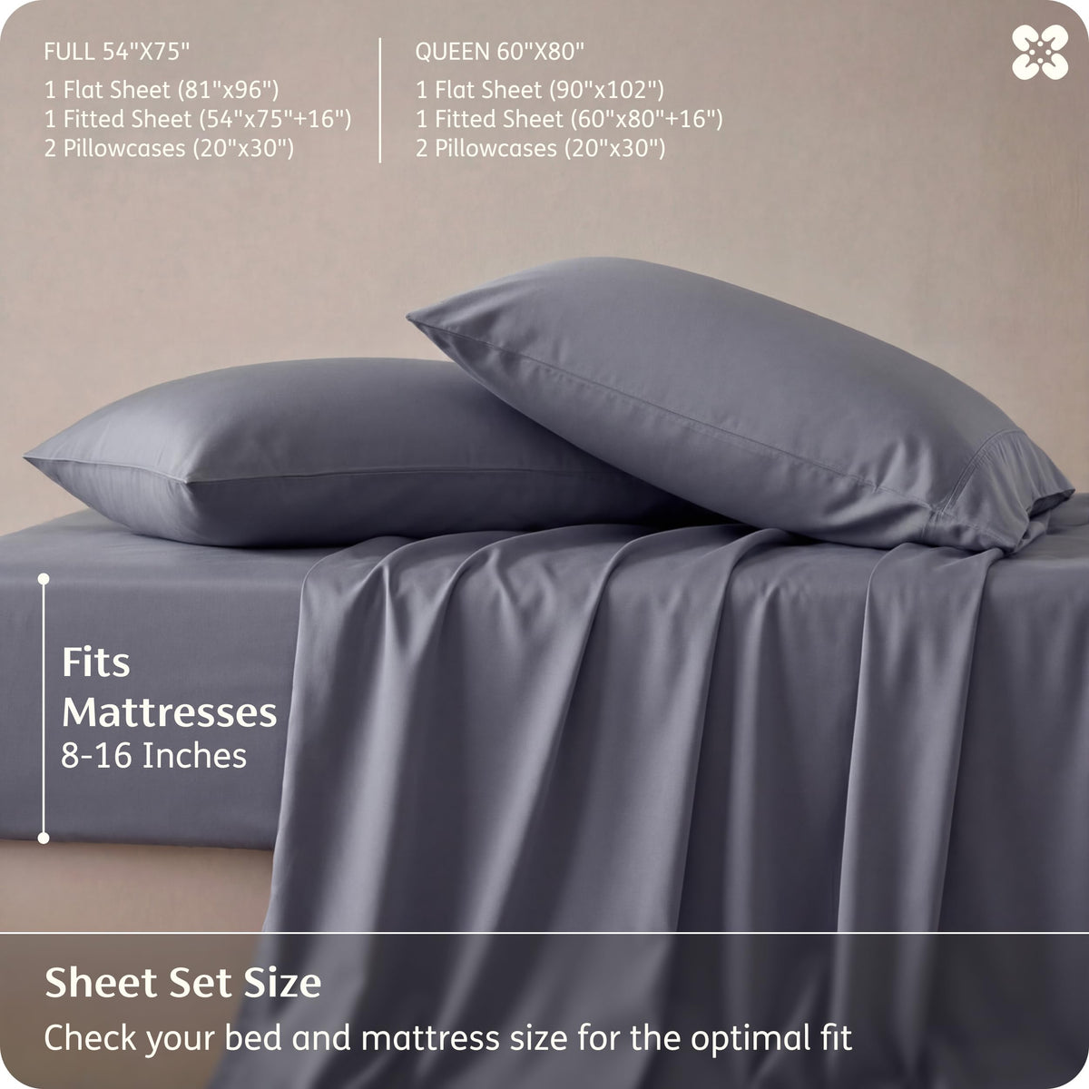 Bedsure PureWoven 100% Rayon Derived from Bamboo, Queen Sheets, 4 Pieces