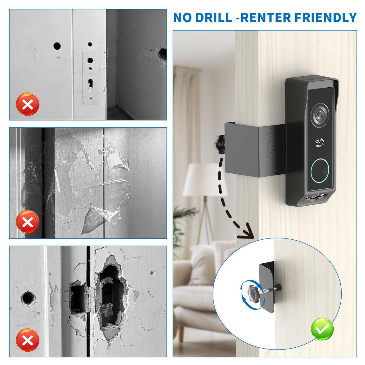 Eufy Doorbell Camera Mount, Anti-Theft Door Bell Kit for Eufy E340 Doorbell