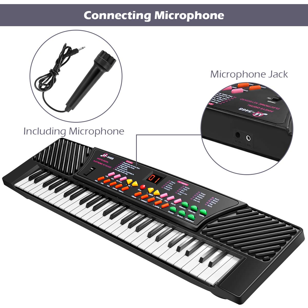 Tangkula 54-Key Kids Electronic Piano Keyboard, Black