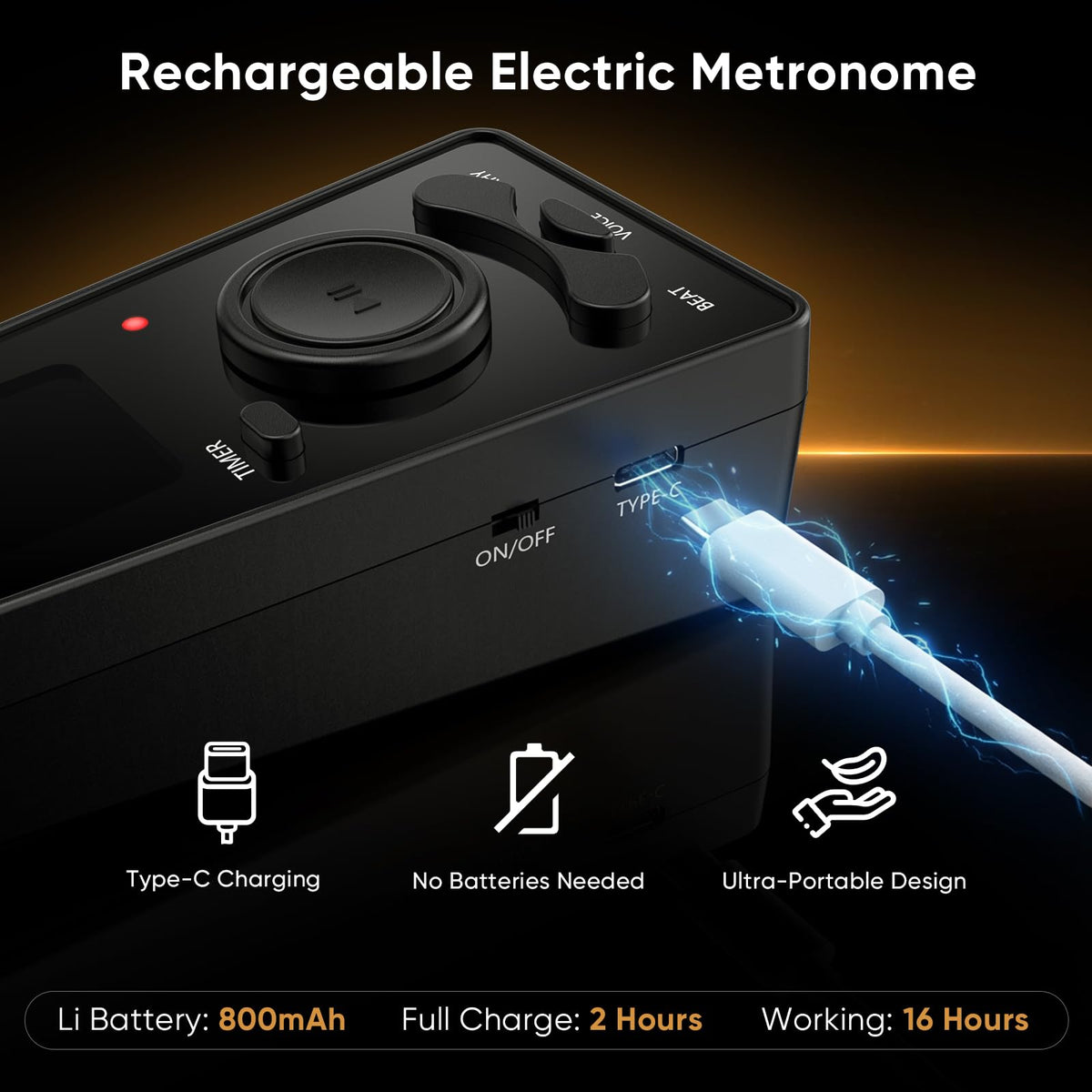 Ueteto Digital Metronome for Piano/Guitar/Drum