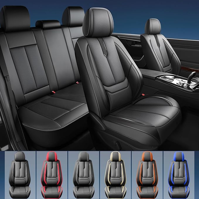 Fit Insight Car Seat Covers for Honda Insight 2010-2021 2022-Upgraded Premium Waterproof & Breathable Leather, Airbag Compatible, All-Weather Seat Cushion Protector,2 Front/Black