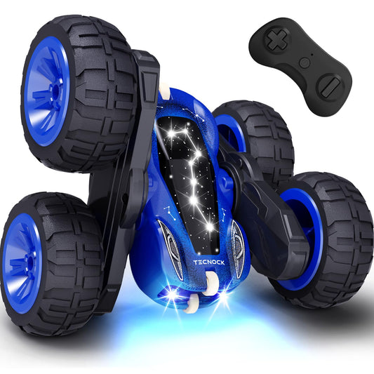 Tecnock Remote Control Car, 2.4GHz RC Cars with USB-C Easy Charging, 4WD Double Sided 360° Rotates and Flips RC Stunt Car, Toys Gift for Boys and Girls Ages 6-8, 8-12