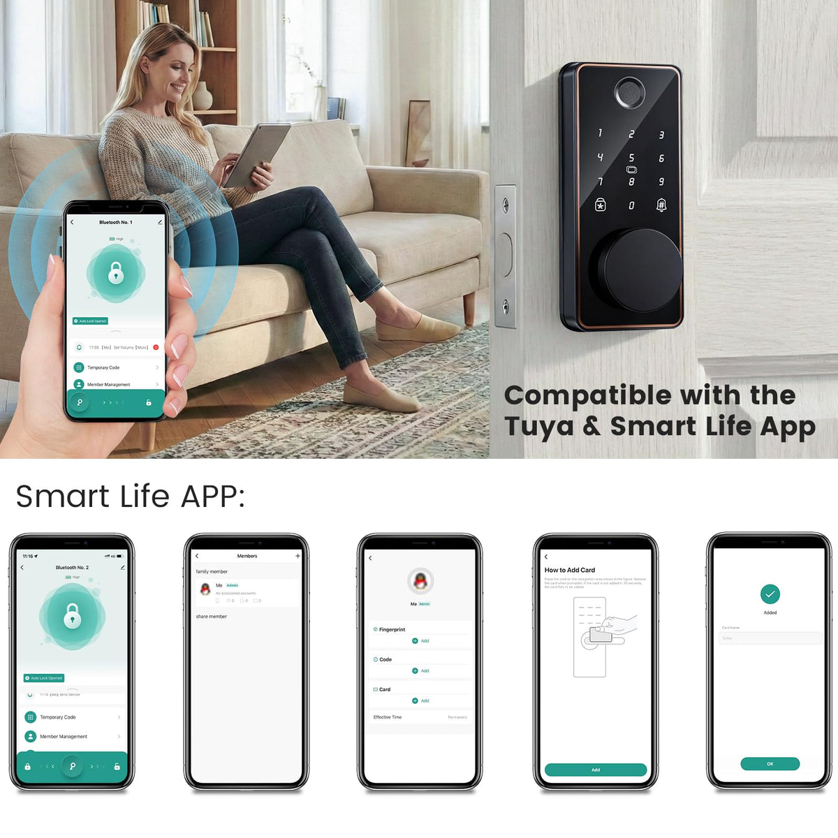 Biquole IC Card Fobs for Smart Lock, 13.56 Mhz Smart Deadbolt Key 4 PCS