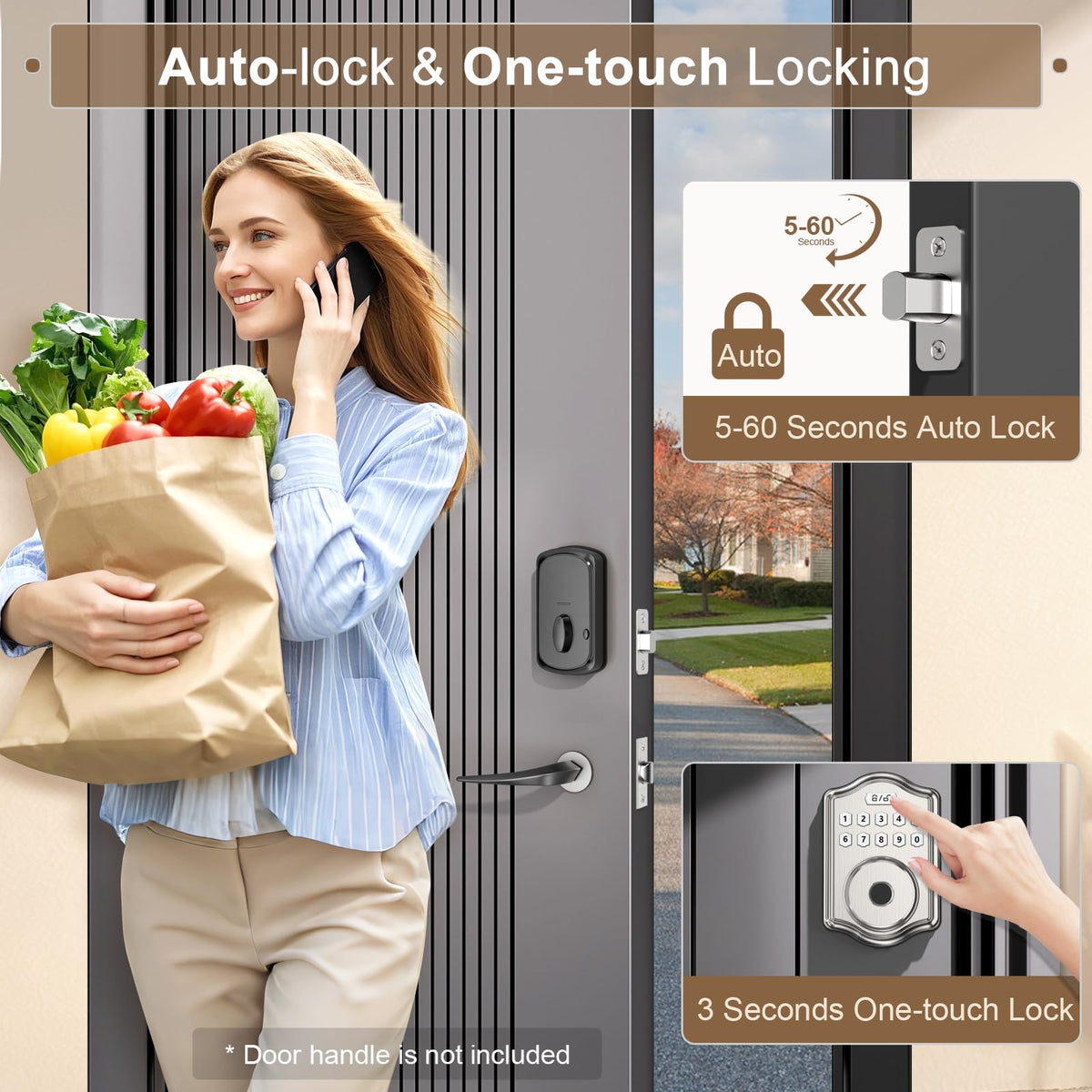 52HZ Fingerprint Door Lock, Keyless Entry Door Lock with Code