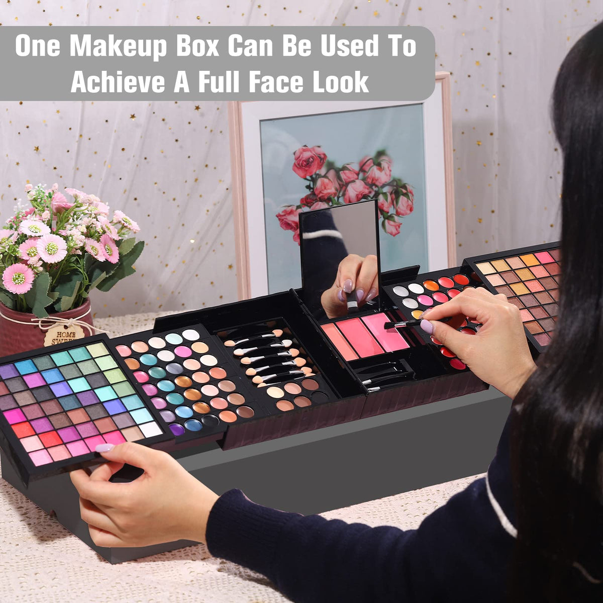 177 Colors Professional Makeup Kit for Women Girls Full Kit Gift Set with Mirror All in One Make up Palette Included Eyeshadow Powder Eye Shadow Gel Lip Gloss Concealer Eyebrow Powder Blush Brushes