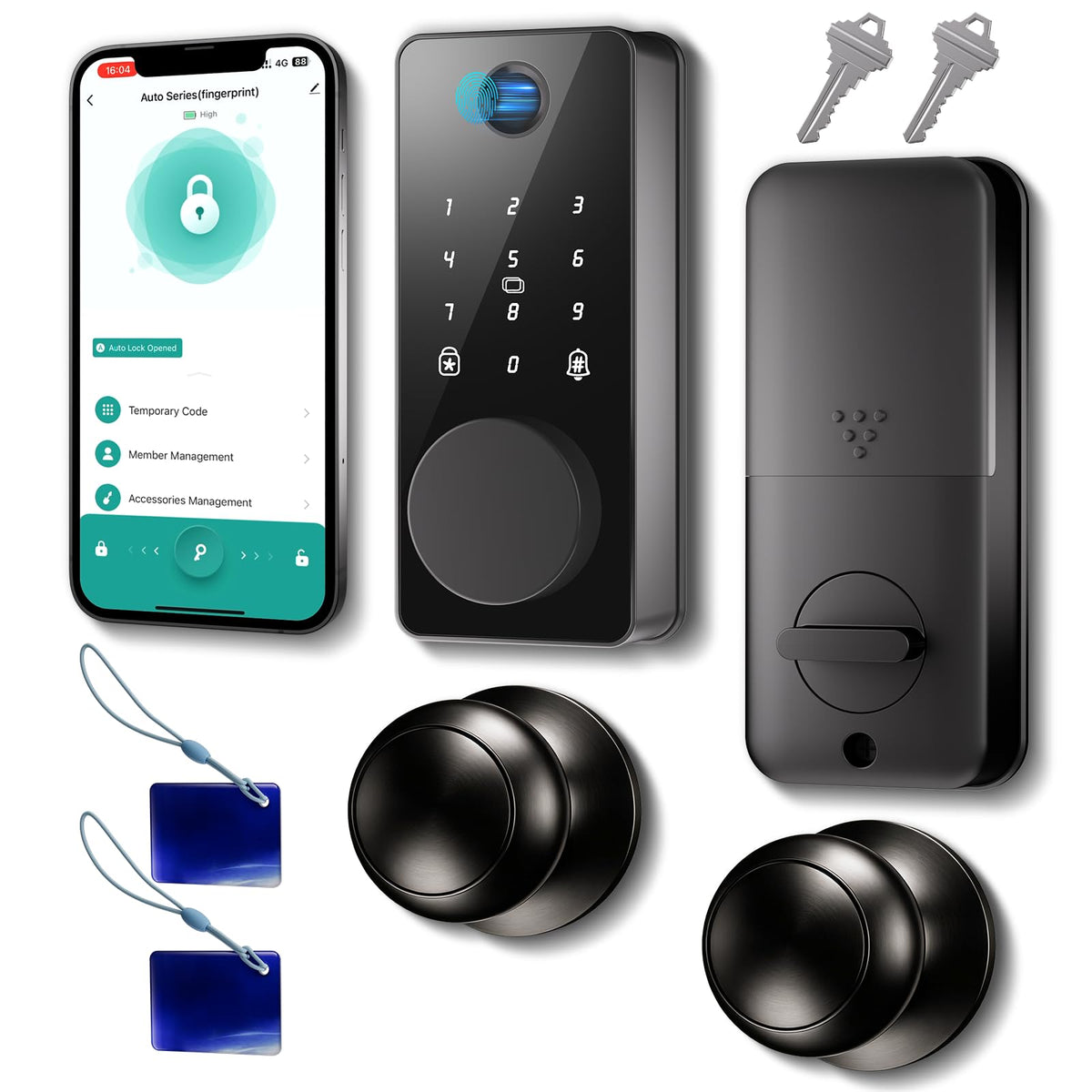 Keyless Entry Deadbolt Door Lock with Knobs, Biquole Smart Door Knob Lock
