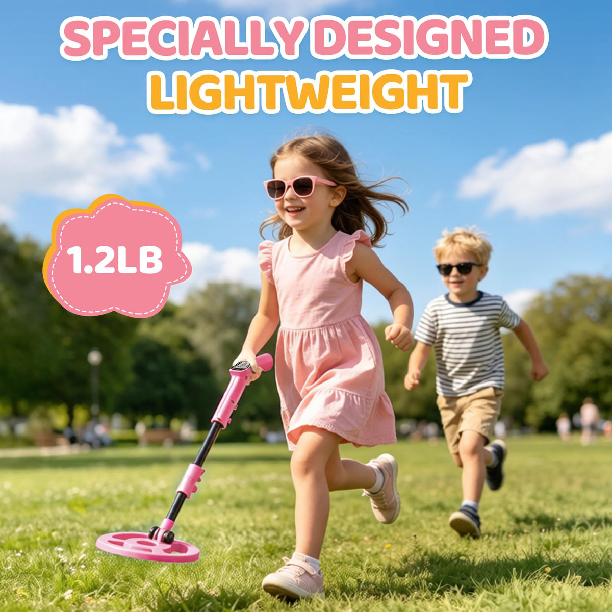 OMMO Metal Detector for Kids, Auto Calibration, LCD Display, Pink