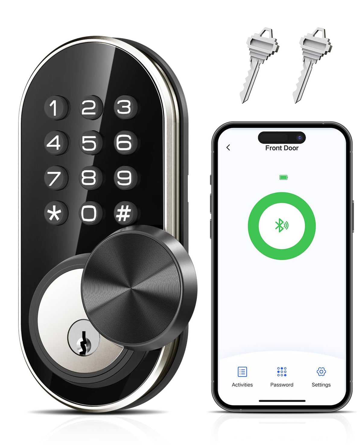 TEEHO TE341 Smart Keyless Entry Door Lock with App Control, Digital Keypad Bluetooth Electronic Deadbolt with Auto Lock, Easy Installation - Silver