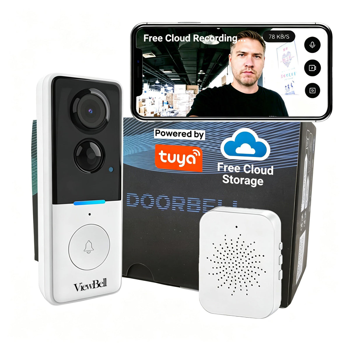ViewBell Doorbell Camera Wireless No Subscription with Free Cloud Storage