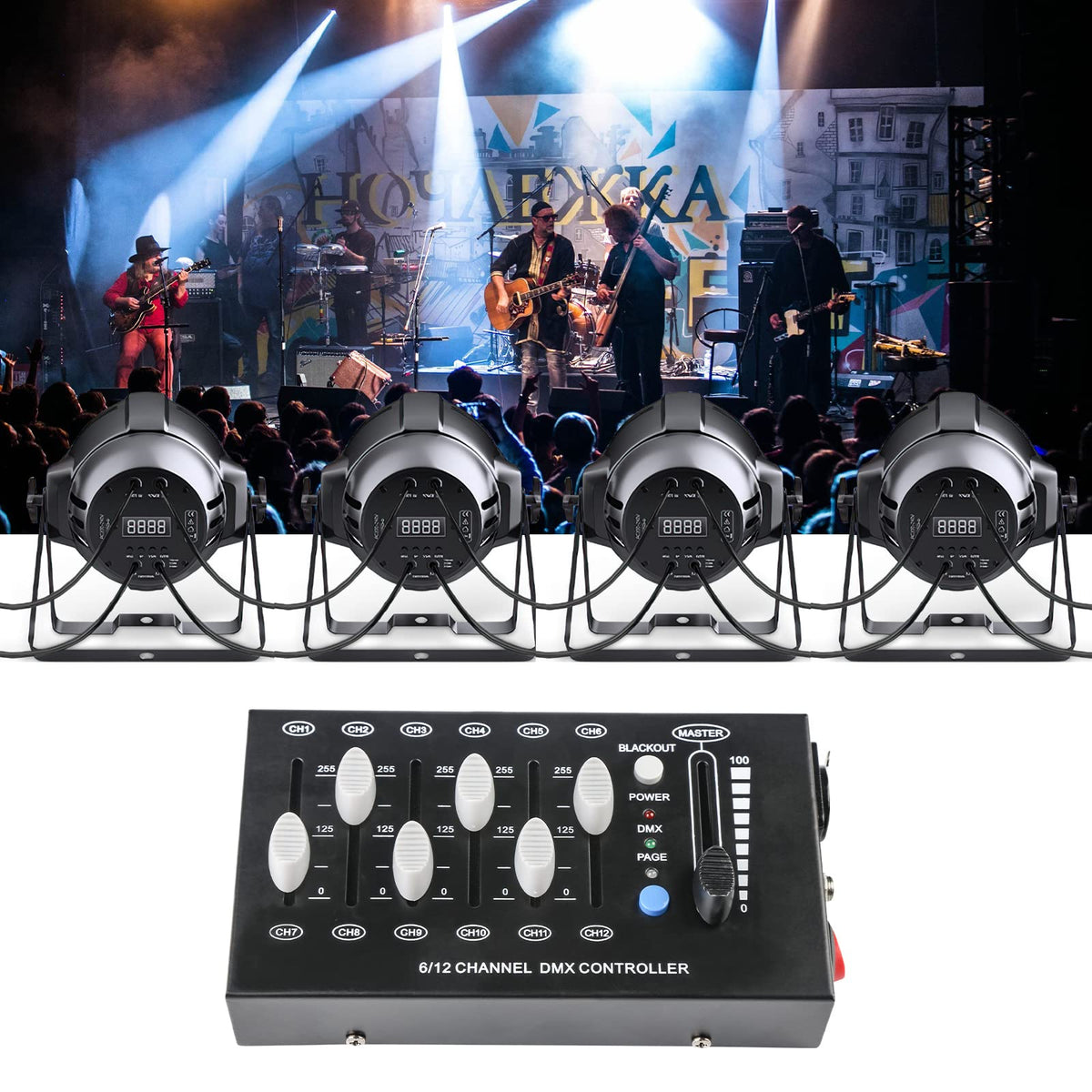 MAD OWL 12 Channel DMX dimming Controller, mini dj Lighting Controller,DMX512 Signal Protocol dimmer Suitable for Small Stage Lighting