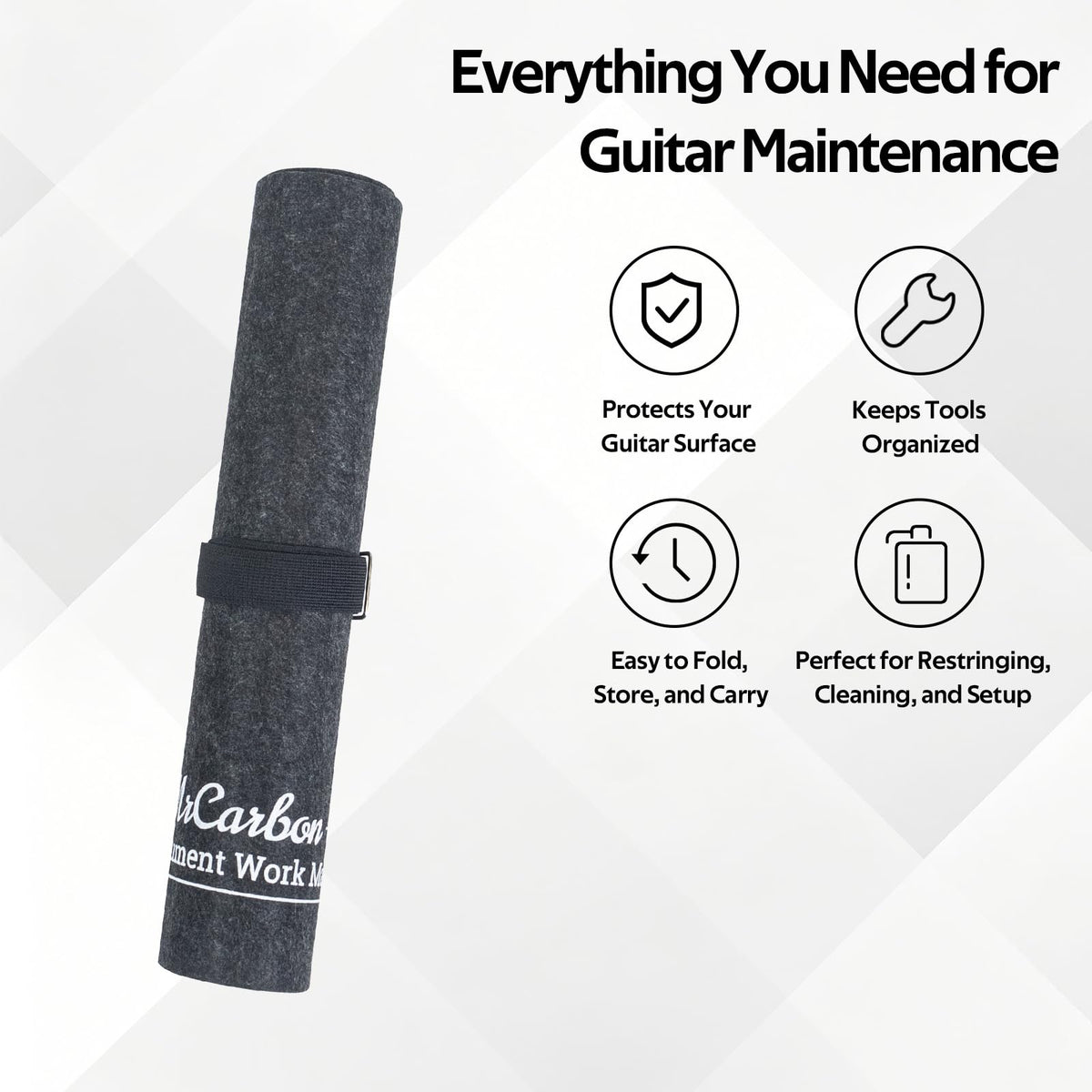 Guitar Repair Mat Kit with Neck Rest, Felt Work Mat, String Winder, Fret Polishing Tools, Cleaning Accessories and Storage Bags – Complete Maintenance Set for Acoustic & Electric Guitars