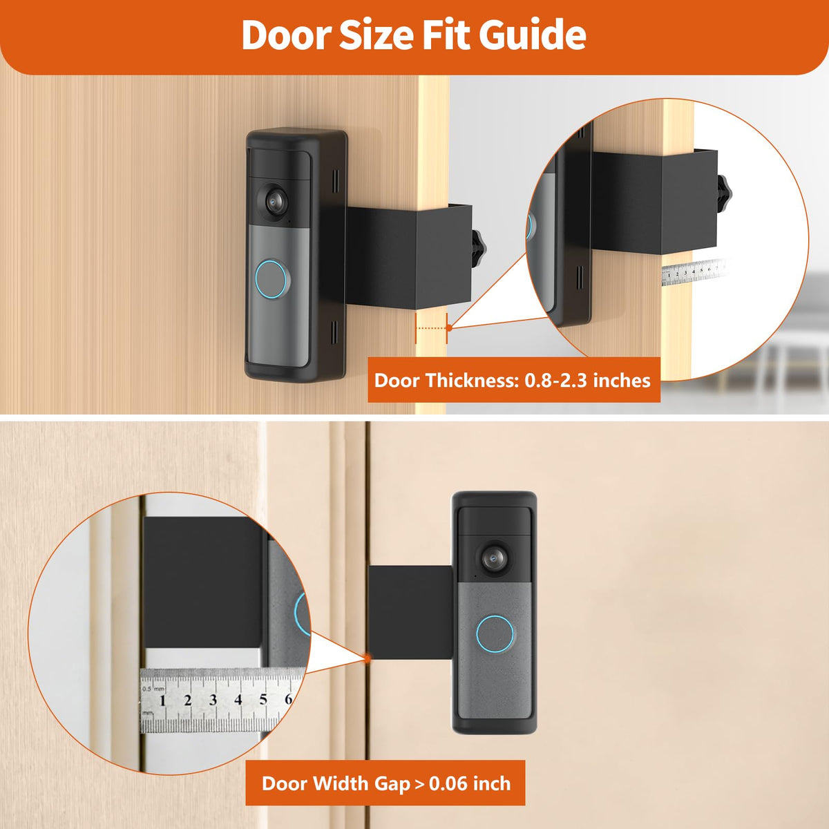 No-Drill Ring/Blink Doorbell Mount with Rain Cover, Anti-Theft Door Bracket Compatible with Battery Doorbell/Plus/Pro(2026 Newest Model), Quick Install Doorbell Camera Holder for Rental Apartment