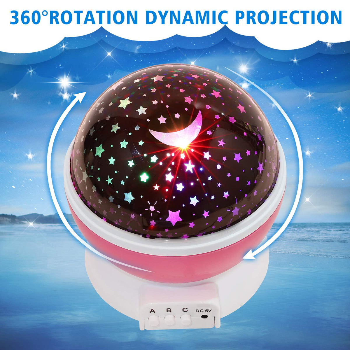 RICTLY Night Light for Kids, Kids Night Light Nebula 360 Degree Rotation - 4 LED Bulbs 12 Light Color Star Projector Changing with USB Cable, Romantic Gifts for Men Women Children