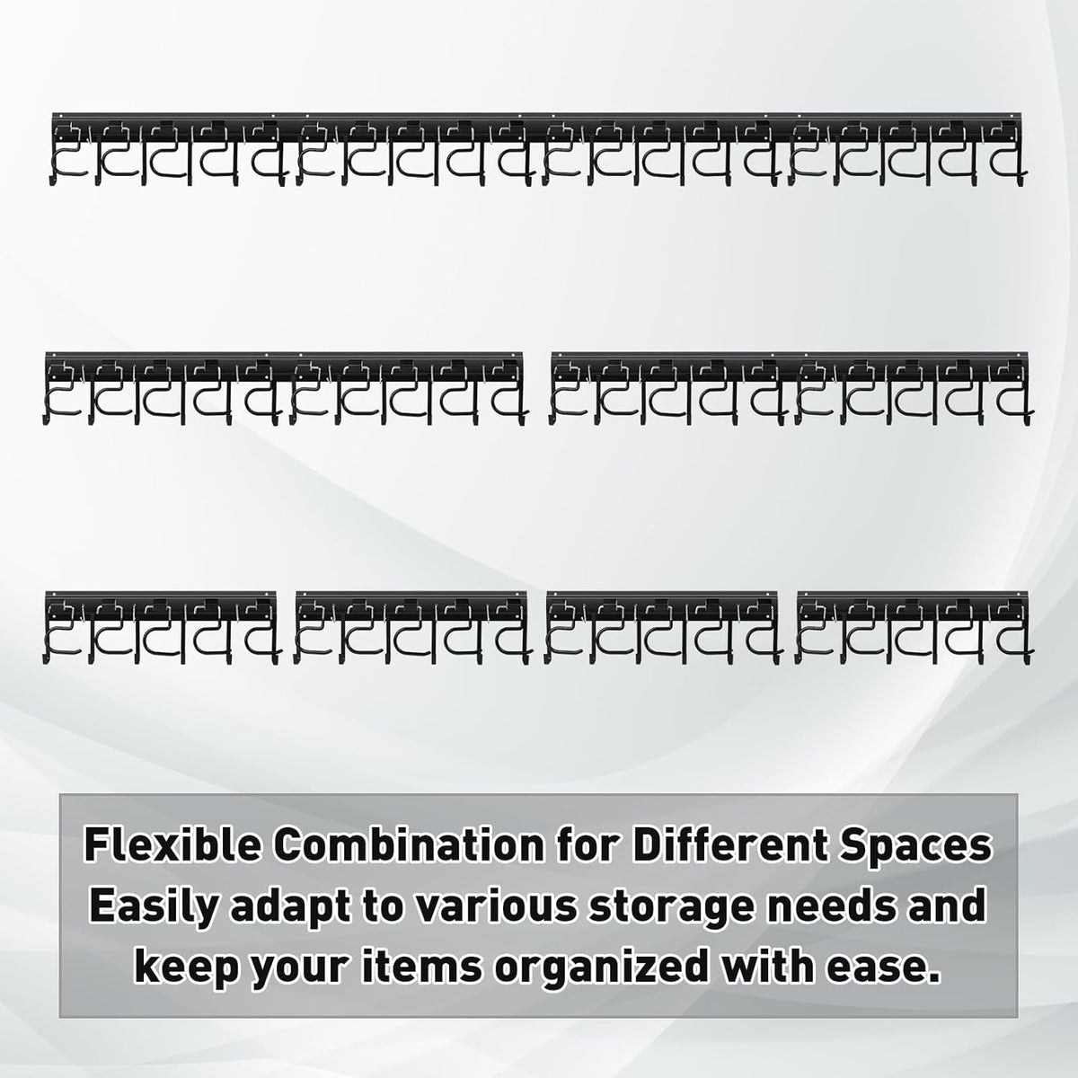 LEYU Metal Garage Tool Organizer Wall Mount, 2 Pack Garden Tool Organizer With Extension Cord Straps, Garage Organization Hooks and Hangers for Shed, Yard Storage, Wall Holder for Hanging Broom Mop
