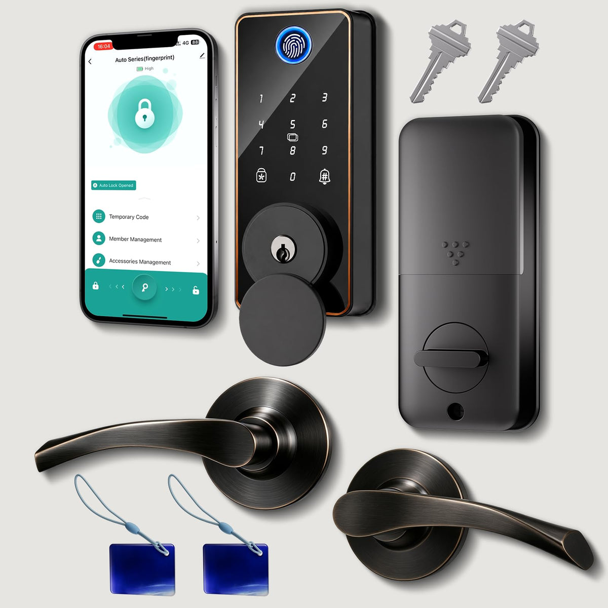 Keyless Entry Door Lock with 2 Handles, Biquole Electronic Keypad Deadbolt