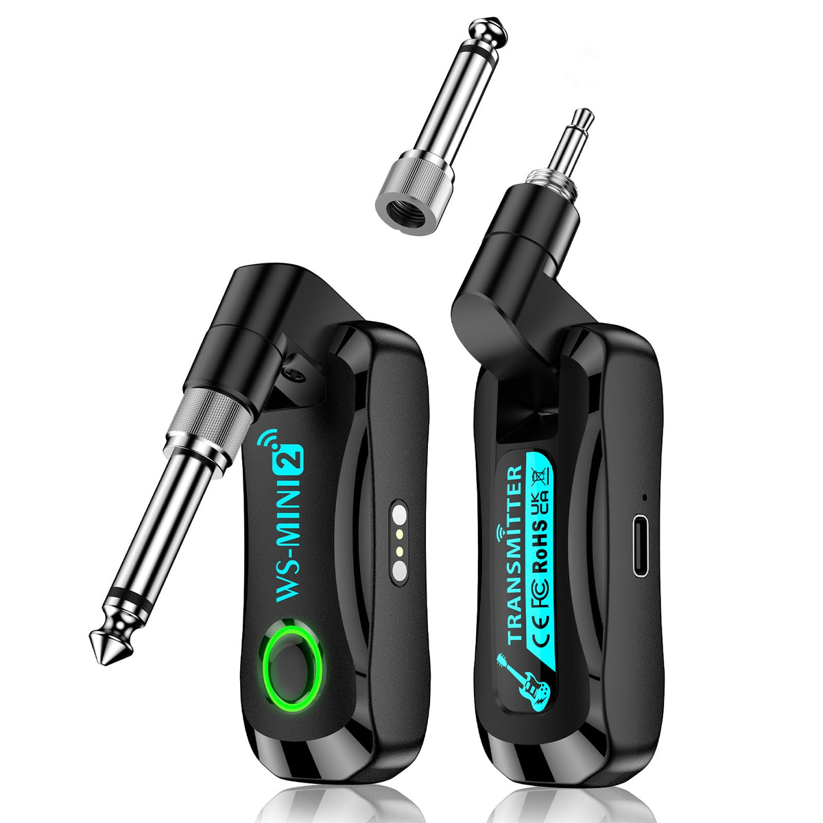 Guitar Wireless System 2.4GHz with Rotating Head & 2-in-1 Plug