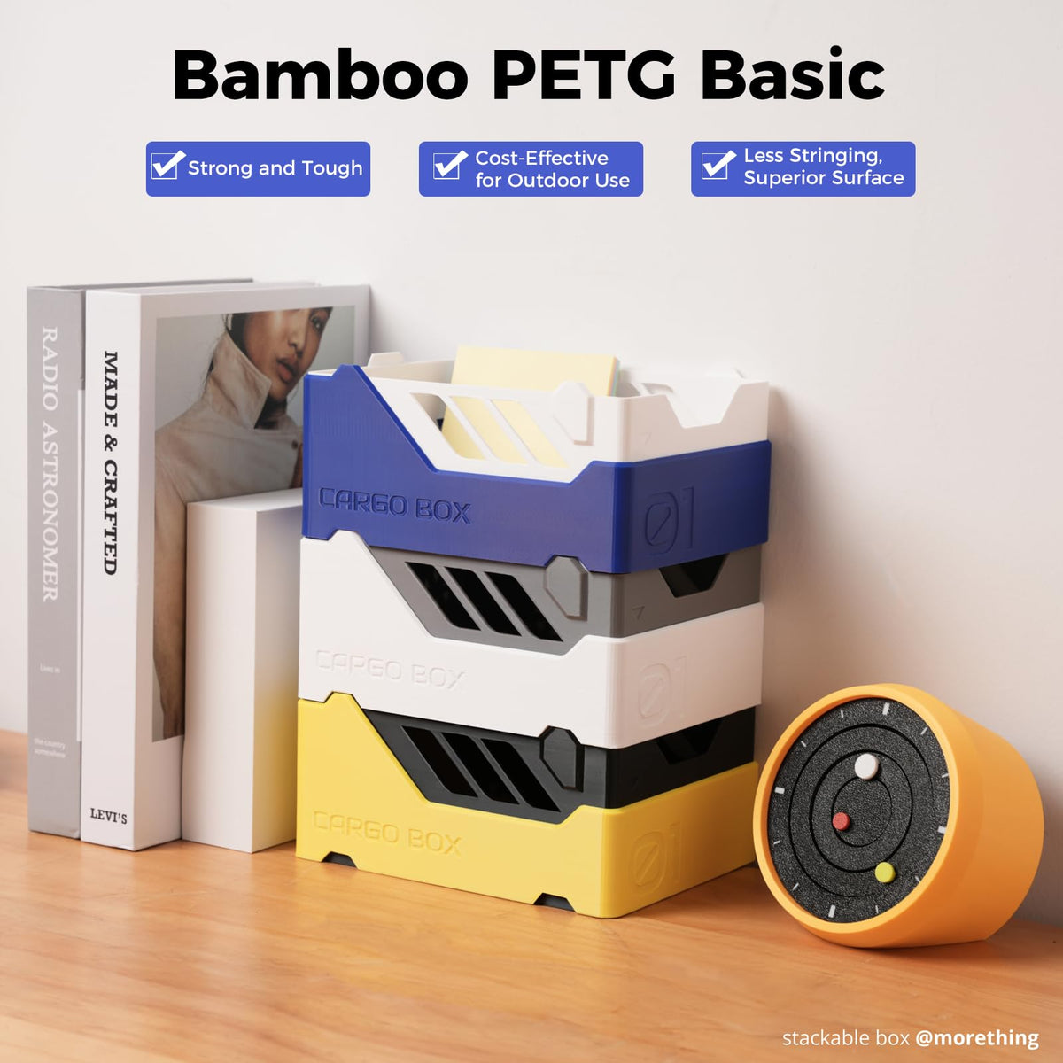 COMTREE Bamboo PETG Basic Refill Filament 1.75mm 1 KG (2.2lbs) with RFID for Bambu Lab A1/X1/P1 Series 3D Printers,Strong Toughness,Outdoor Use,3D Printing Filament,No Spool, +/- 0.03mm (Black 30105)