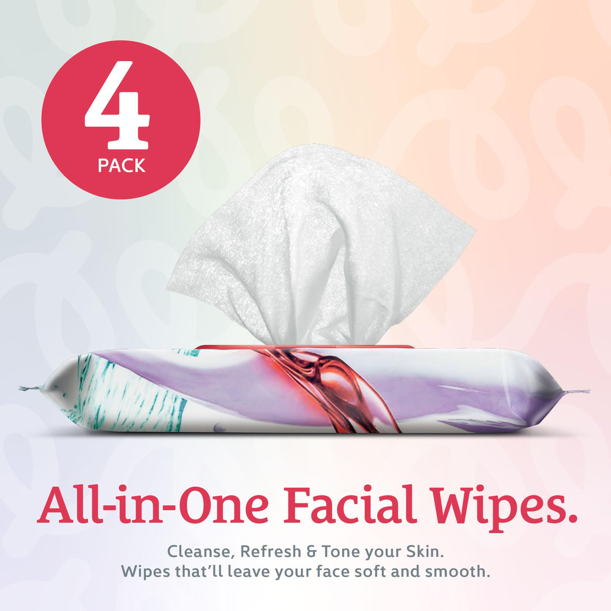 Body Prescription Makeup Cleansing Wipes - Gentle and Effective Face Wipes, 50 Count (Pack of 4), Retinol