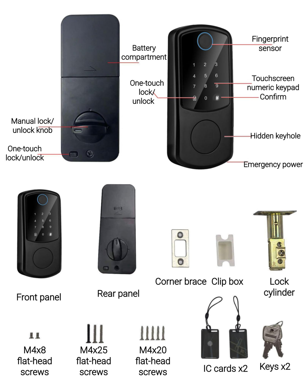 Keyless Touchscreen Deadbolt, 4-in-1 Access (Touchscreen)