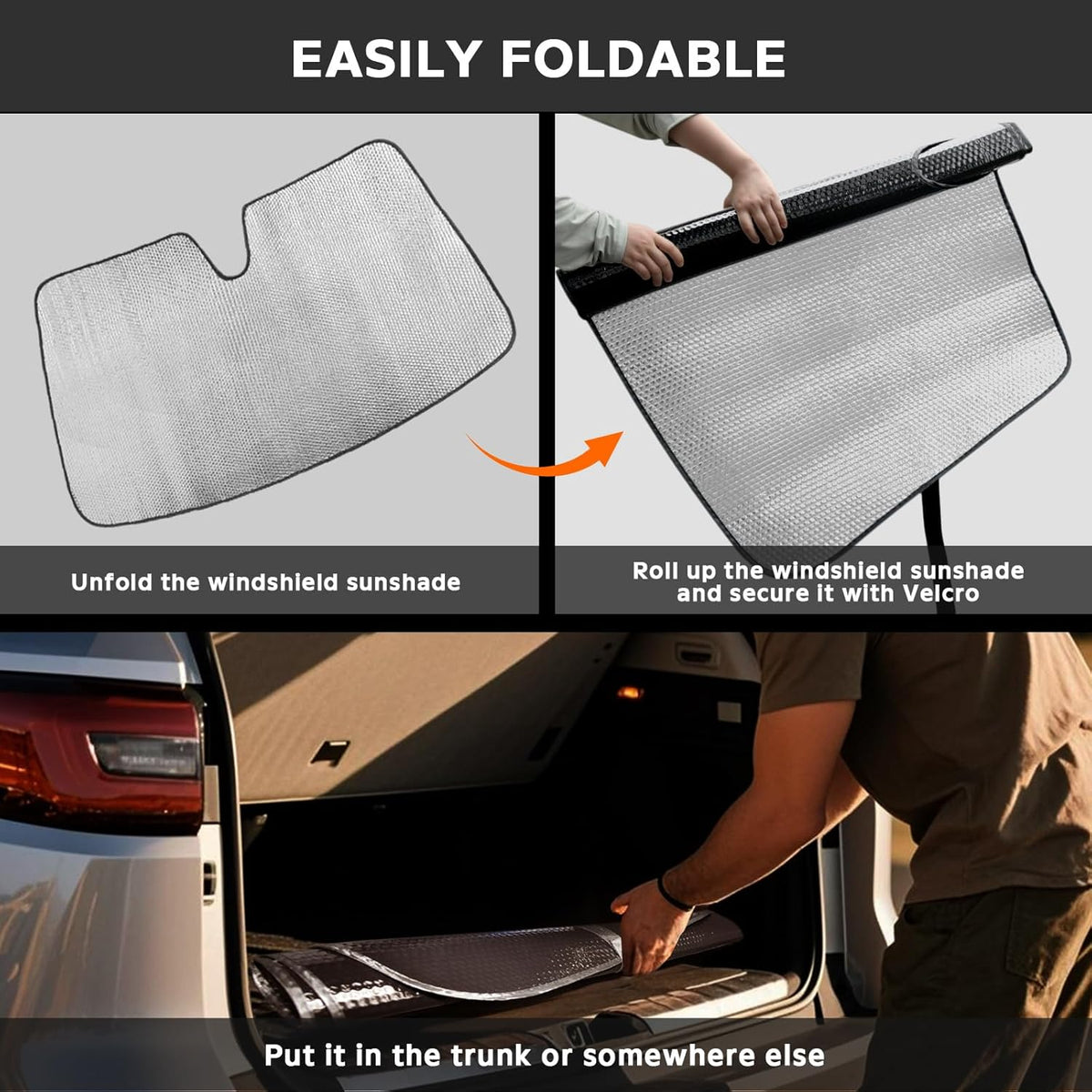 Windshield Sun Shade for Chevrolet Chevy Silverado 1500 2019-2025 Regular Cab, Crew Cab, Double Cab 2Dr 4Dr - 5-Layer Foldable Bubble Foldable Front Window Shade Sun Visor Accessories