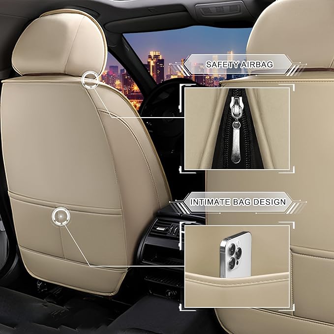 CTDS Car Seat Covers for Honda Civic 2000-2026, Stylish Sport Seat Cover, Premium Nappa Leather Car Seat Cover. Automobile Seat Covers Sets.(Luxury 5 Seats/Beige)