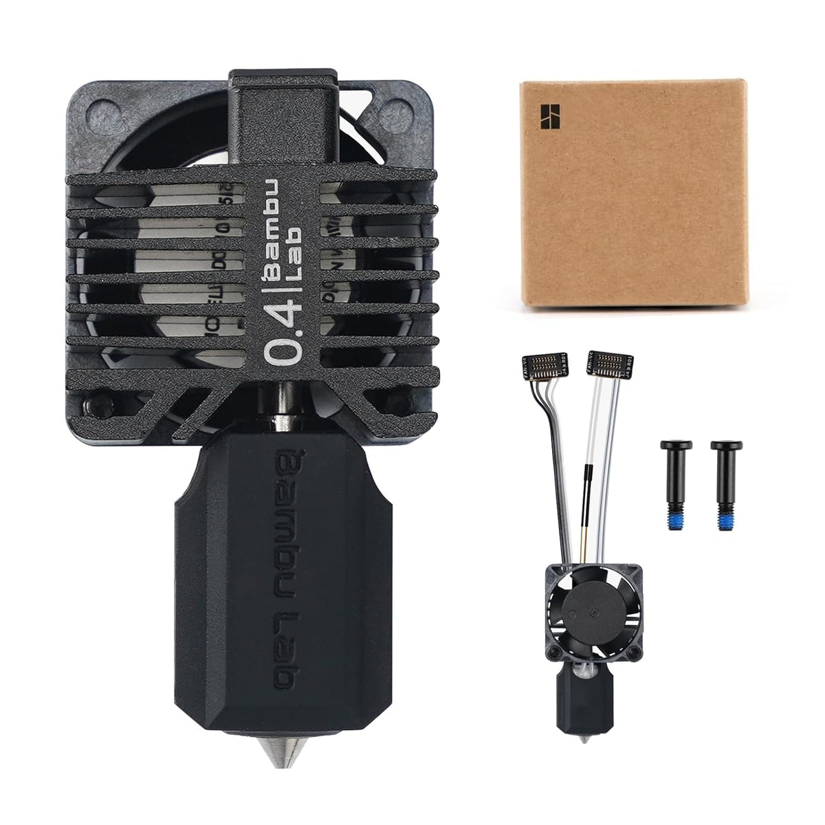 COMTREE Bamboo Original P1 Series 04mm Hardened Steel Complete Hotend Kits Set with Fan,Full Assembly Hot End Kit for Bambu Lab P1,P1P,P1S 3D Printer