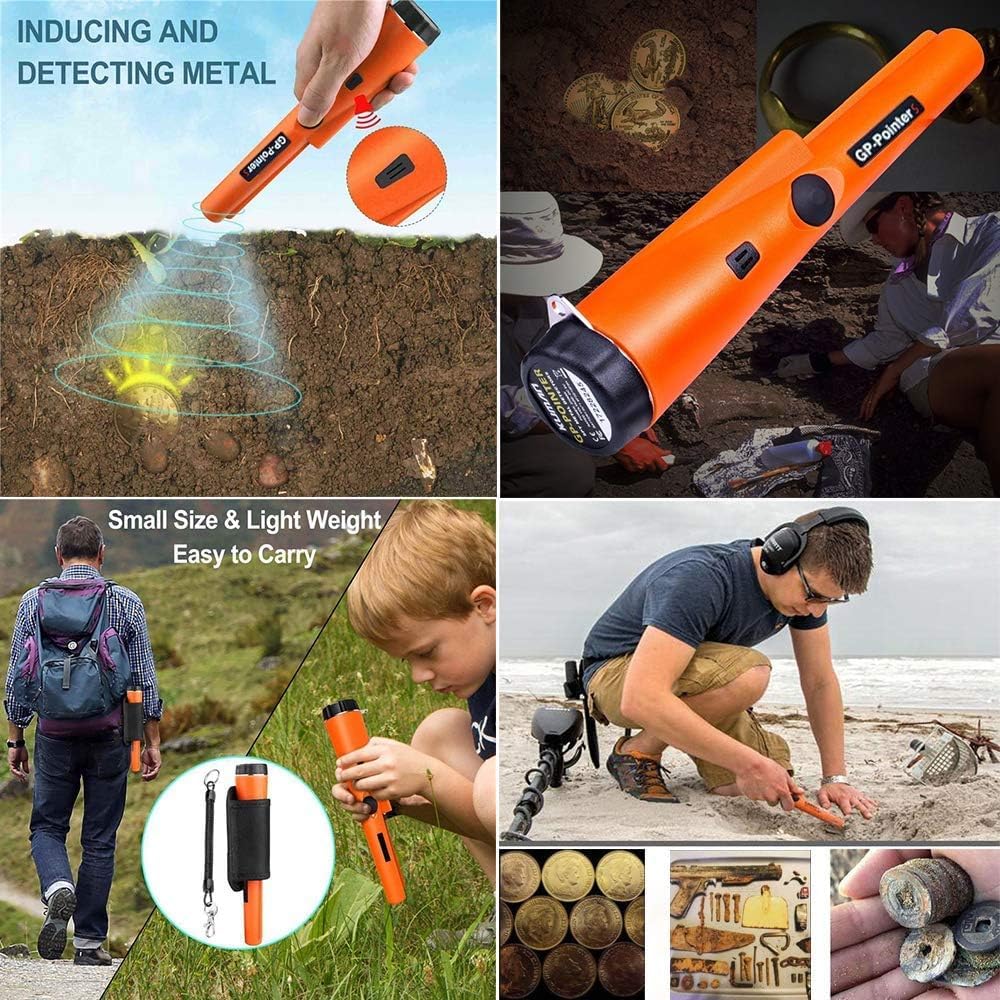 JYVY Power Pro GP-Pointers Metal Detector Pinpointer – Waterproof 360° High Accuracy Search Probe for Treasure Hunting, Professional Handheld Pinpointer Wand, with 9V Battery (Space Black)