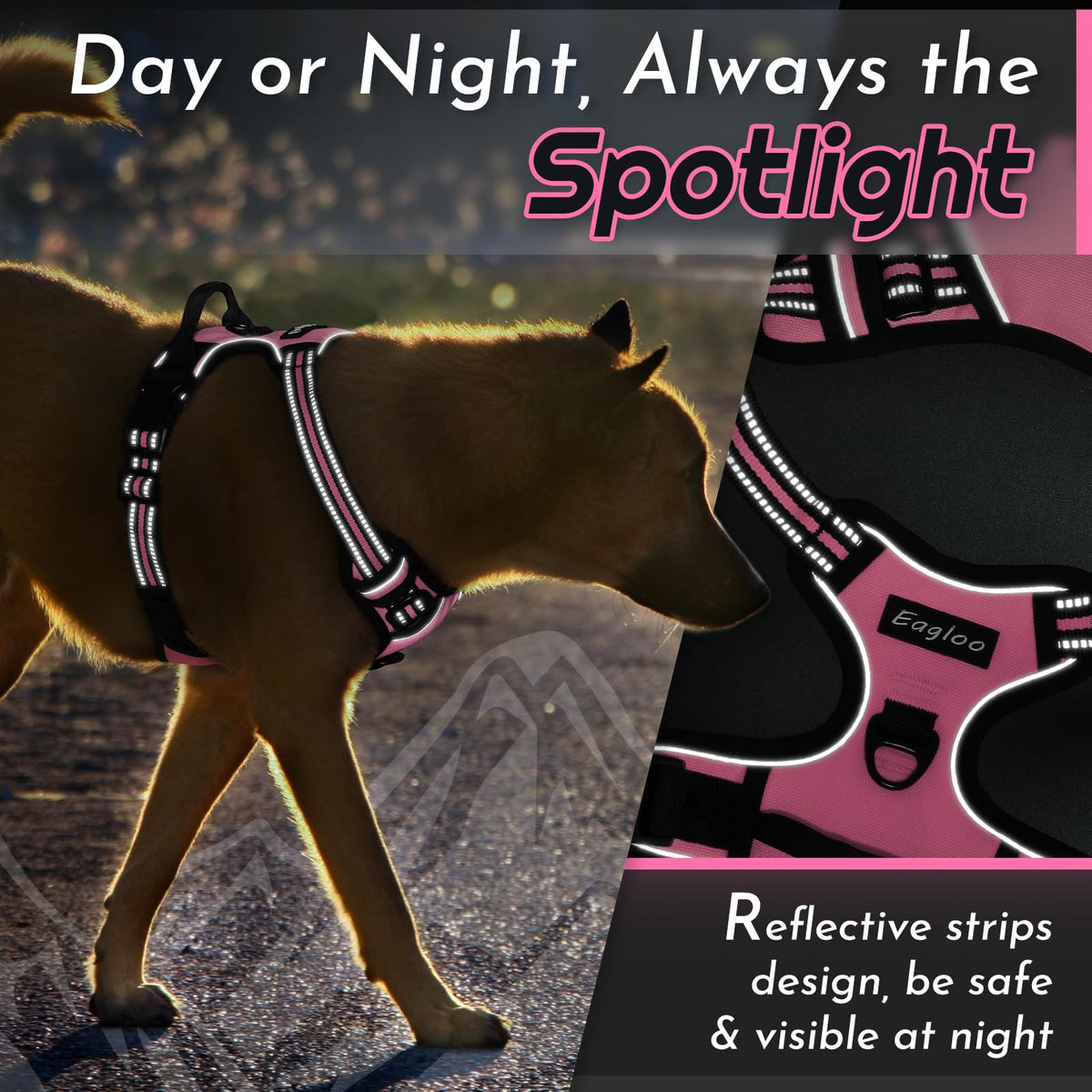 Eagloo Dog Harness for Large Dogs, No Pull Pet Vest with 2 Leash Clips