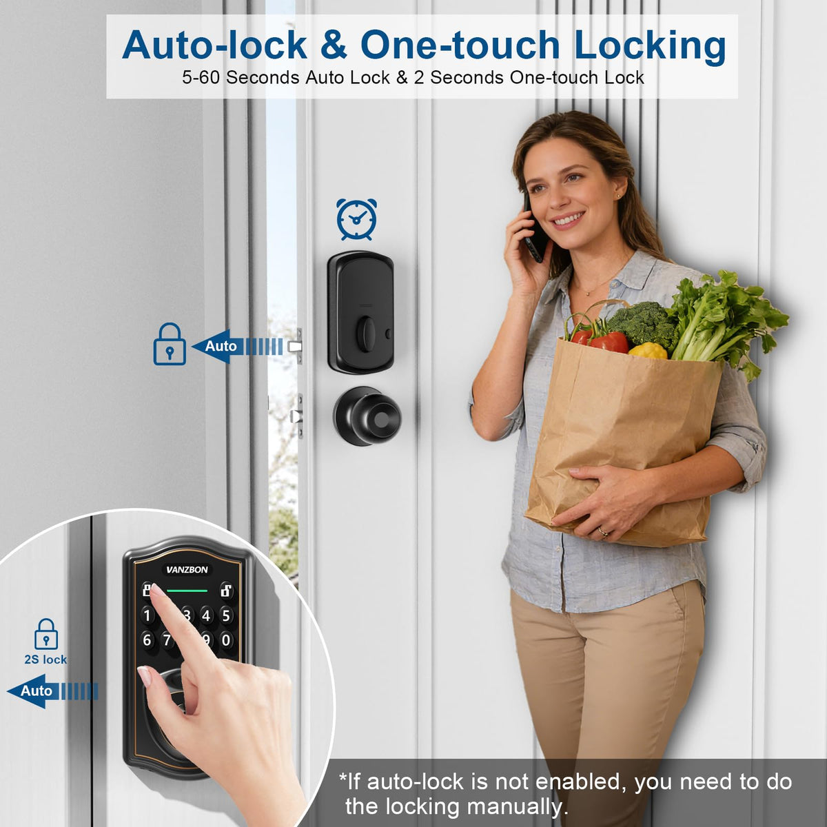 Keyless Entry Code Door Lock with Knob Set for Both Front Door or Bedroom