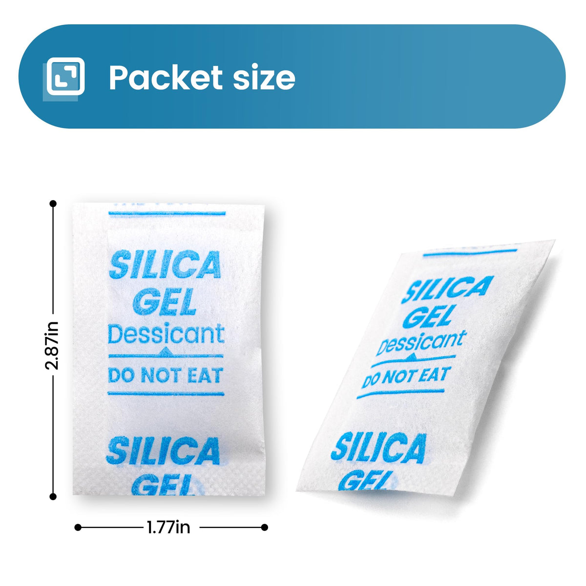 100PCS 5g Silica Gel Packets, Moisture Absorbers Desiccant Packs for Storage, Clothes, Shoes, Electronics, 3D Printer Filament, Jewelry, Spices, Safes, Tools