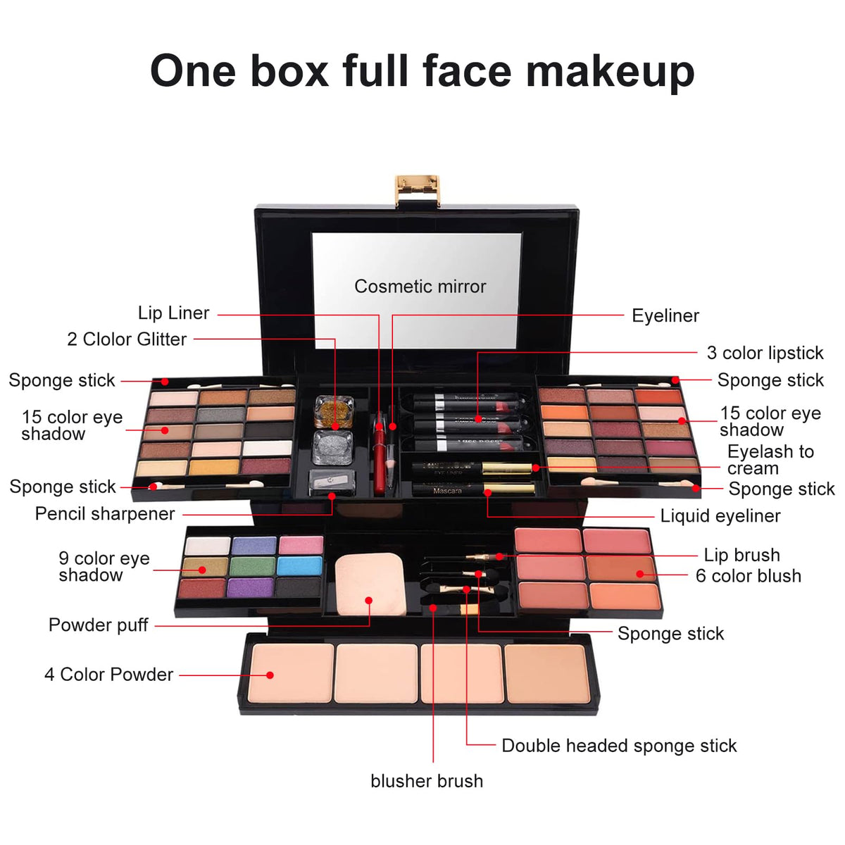 coliusa 58 Color Professional Makeup pallet, Makeup Kit for Women Full Kit,All In One Makeup Set,Makeup Gift Set for Women&Girls&Teen (331N)