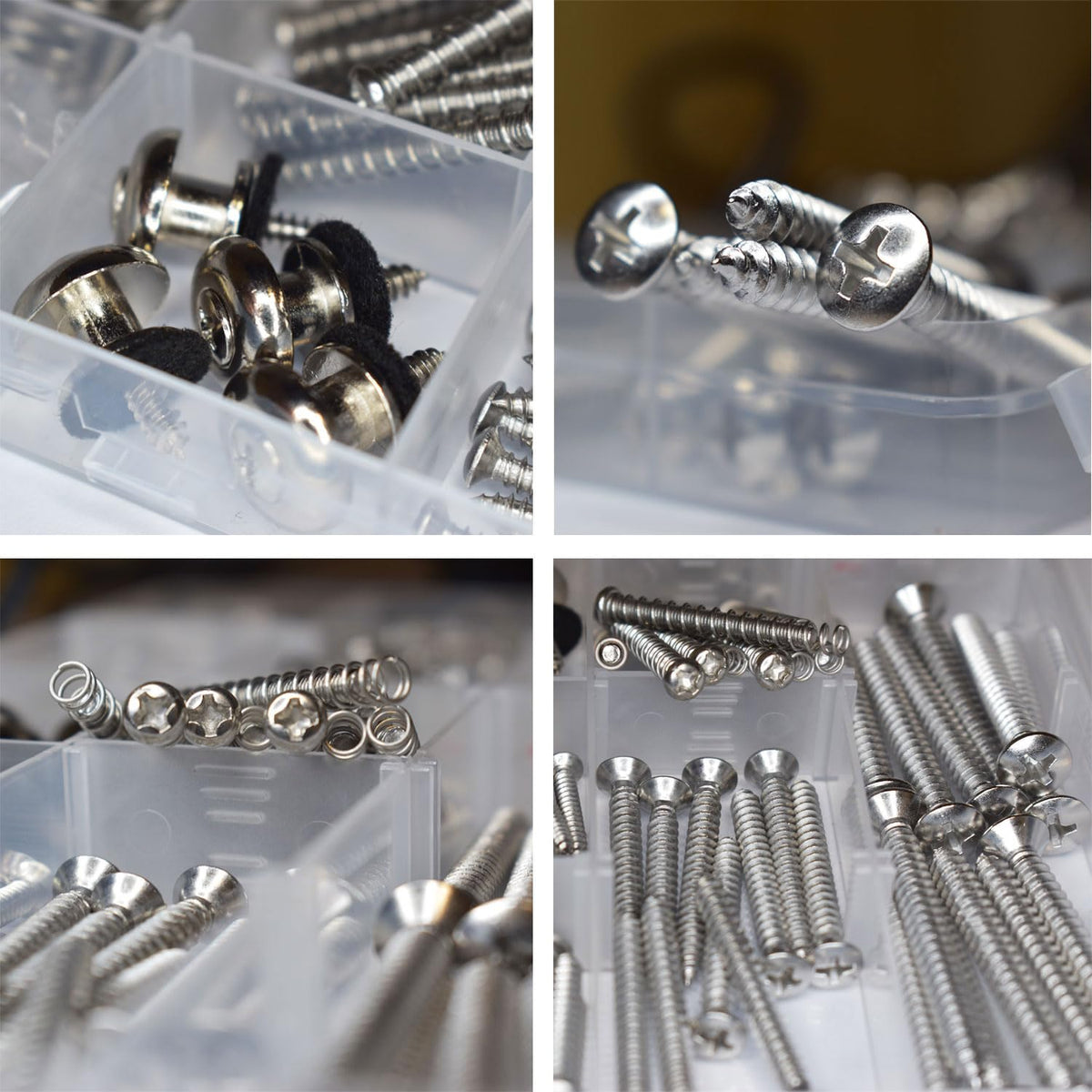 Vencetmat Guitar Screws Kit 304 Stainless Steel Luthier Parts-kit for Tele/Strat/SQ,Switch,Tuner,Machine Head, Neck Plate,Pickguard,Guitar Strap End Pins,Pickup,Bridge,Guitar DIY Kit(Metric, Chrome)