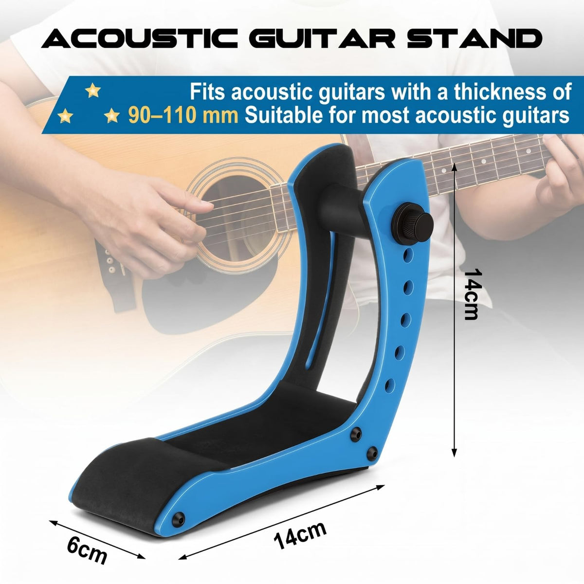 Chumia Ergonomic Electric Guitar Holder Guitar Plastic Rest Leg, Blue