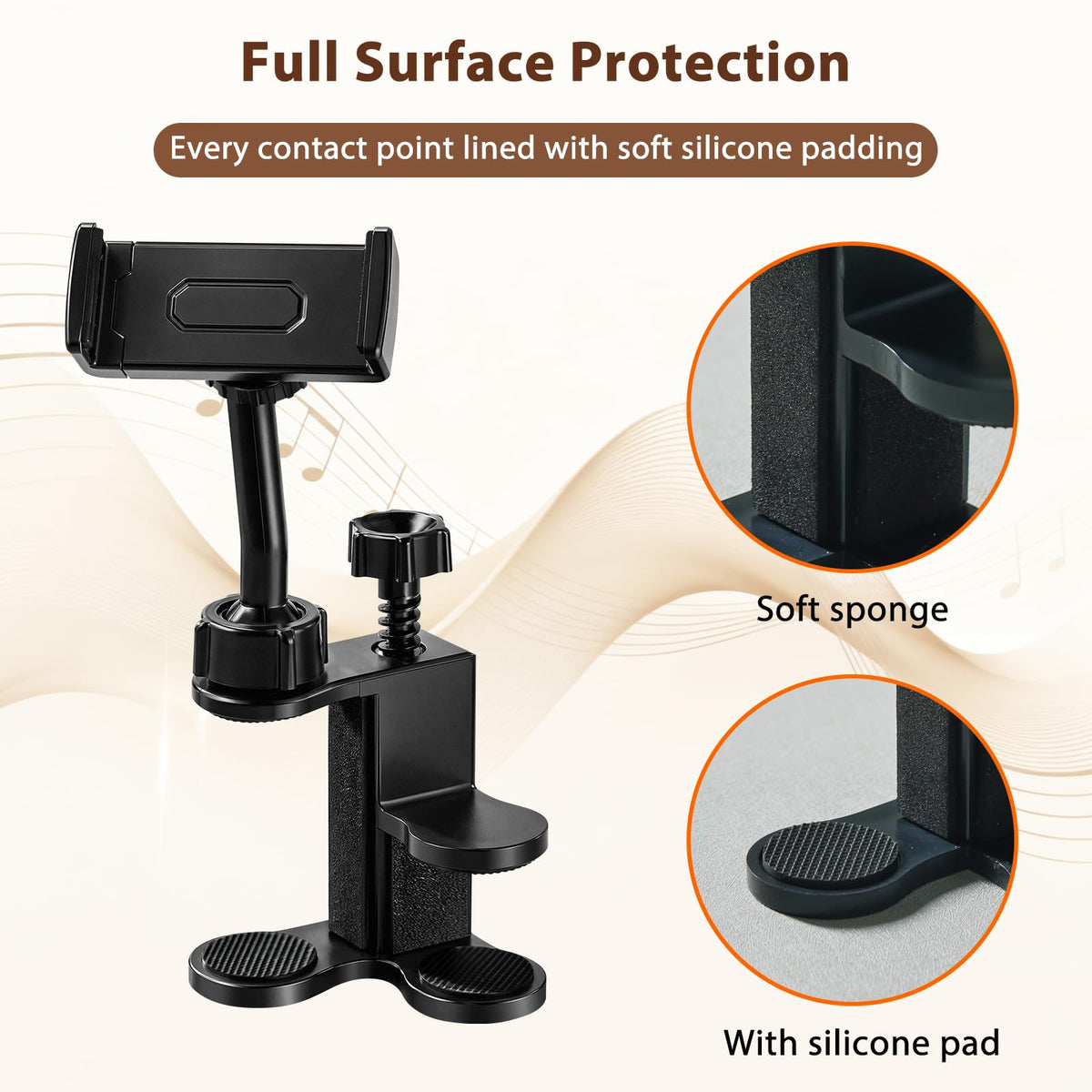 Guitar Phone Holder for Acoustic, Electric Guitar, Bass, Ukulele