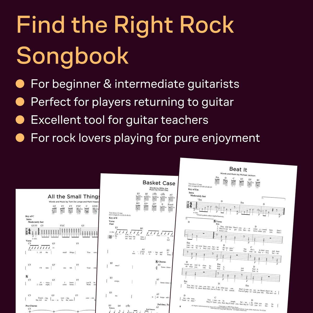 First 50 Songs You Should Play on Electric Guitar | Rock Guitar Tab Songbook for Beginners and Intermediate Players | Learn Classic Rock Riffs Solos and Chords from Nirvana Metallica Queen and More