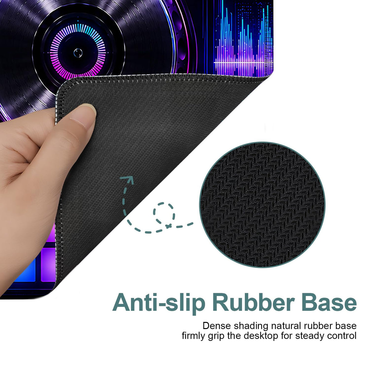 DJ Controller Gaming Mouse Pad 35.4 x 15.7 inch, Neon Music Mixer Desk Mat
