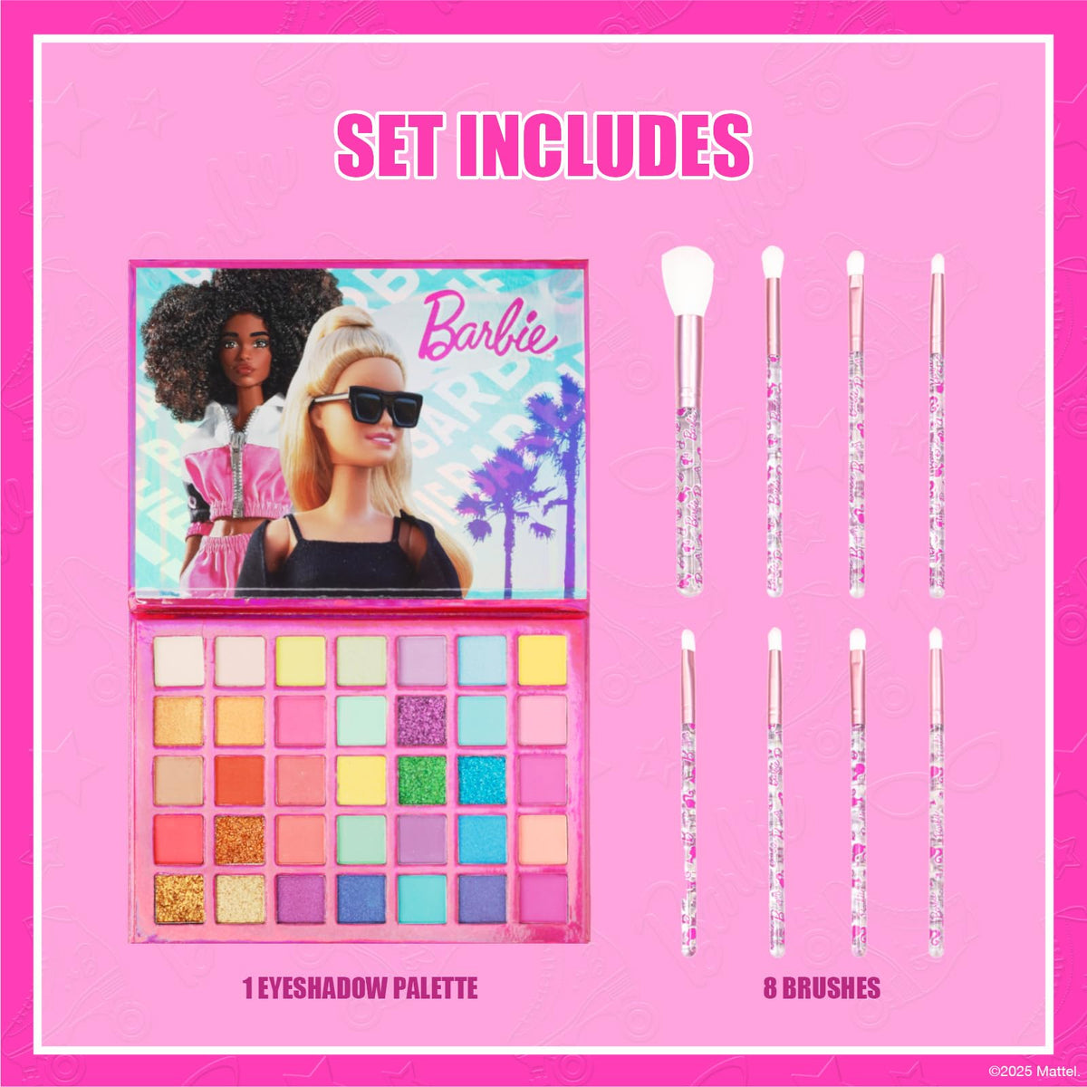 Barbie 35-Well Shadow Palette with 8 Brushes, Ages 8+