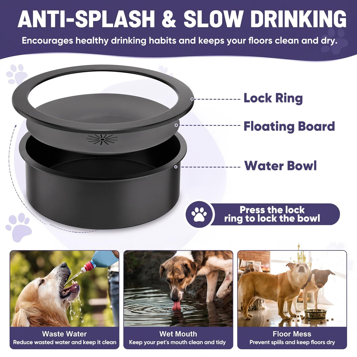 XIAZ Elevated Dog Bowls Large Breed Raised Dogs Bowl Stand Large/Medium Sized Dog Slow Feeder Dogs Bowls Food Water Stands 5 Heights Adjustable 9/11/12/14in Pet Feeder Dish Station