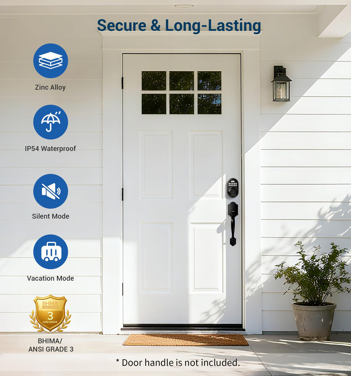 Veise RZ-A Electronic Keypad Deadbolt Door Lock, Matte Black