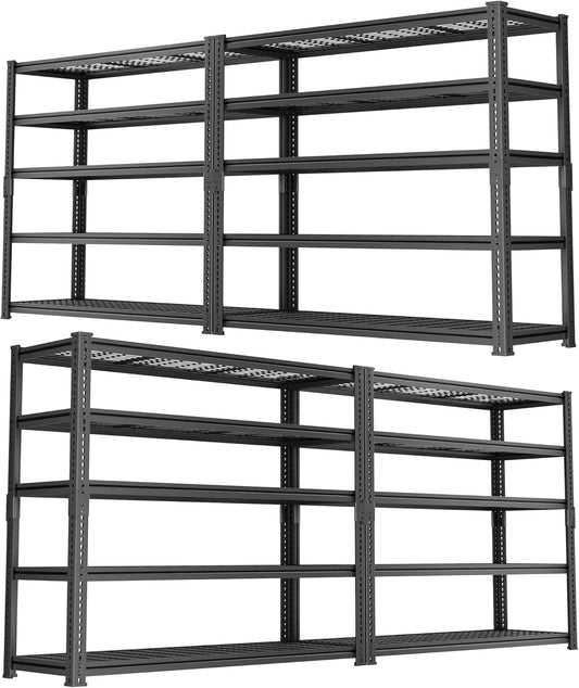 Storage Shelves Heavy Duty, 4 PCS 48" L x 18" W x 72" H Garage Wire Shelving Unit Loads 2800LBS, 5-tier Adjustable Metal Industrial Utility Shelf Rack for Kitchen, Laundry Room, Warehouse, Basement