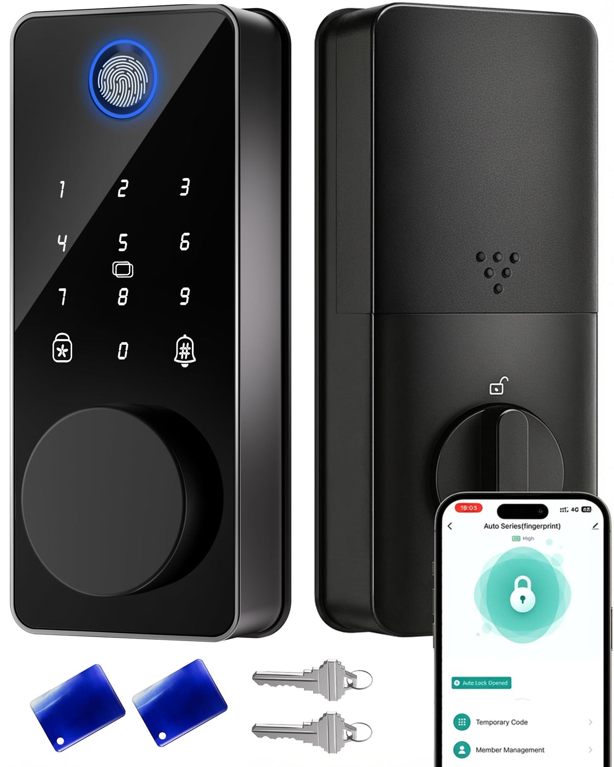 Keyless Entry Door Lock, Fingerprint Smart Deadbolt Lock