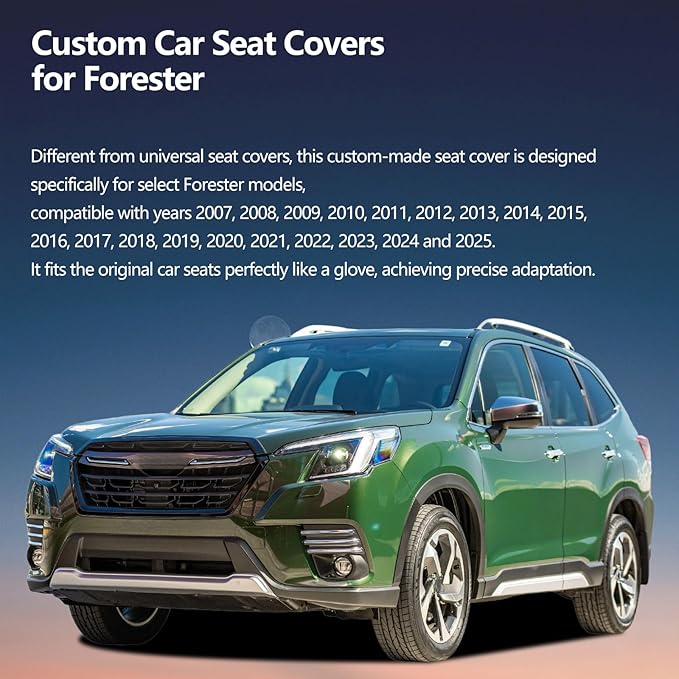 Fit Forester Car Seat Covers for Subaru Forester 2007-2025 2026 - Upgraded Premium Waterproof & Breathable Leather, Airbag Compatible, All-Weather Seat Cushion Protector (2 Front/Black+Red)