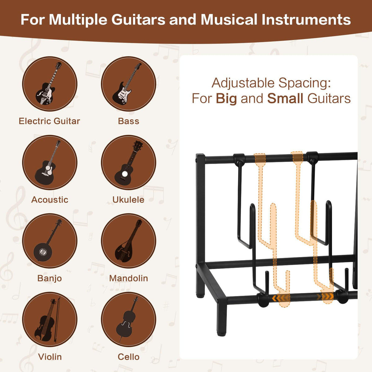 Bikoney Guitar Stand Floor for Multiple Guitars with Amp Stand