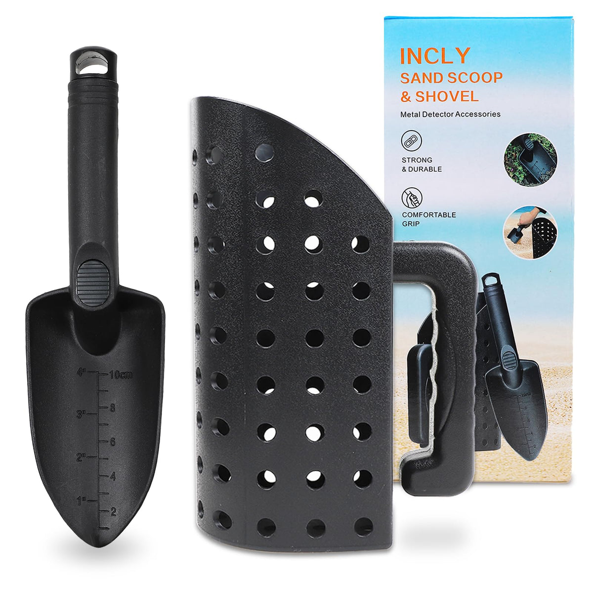 PSEBAY Sand Scoop for Metal Detecting, Metal Detector Tools Heavy Duty Digging Shovel and Sand Sifter for Beach Shelling