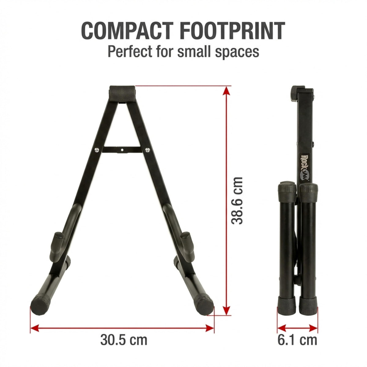 RockJam A Frame Folding Guitar Stand with Cushioned Arms