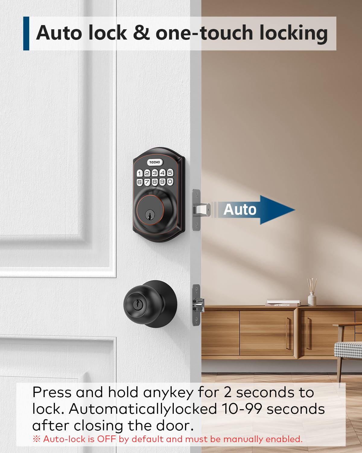 TEEHO TE001 Keyless Entry Deadbolt with Keypad for Front Door, Bronze
