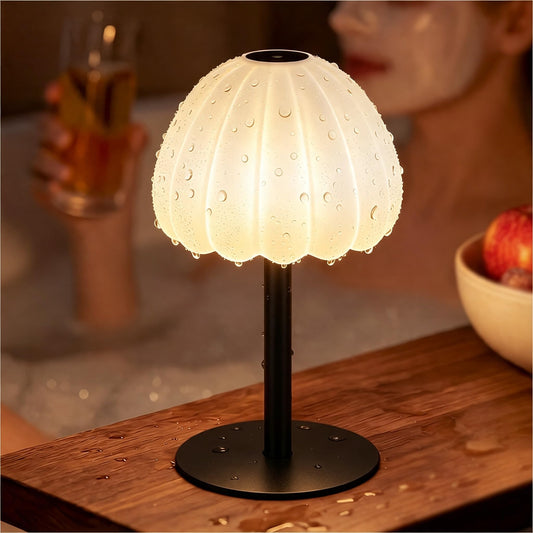 Hifree Rechargeable Waterproof Shower Lamp, IP65 Cordless Touch Small Desk Light for Inside Shower, 4500mAh Battery Operated Color Changing Table Lamp for Bathroom, Bedroom, Outdoor (Black)