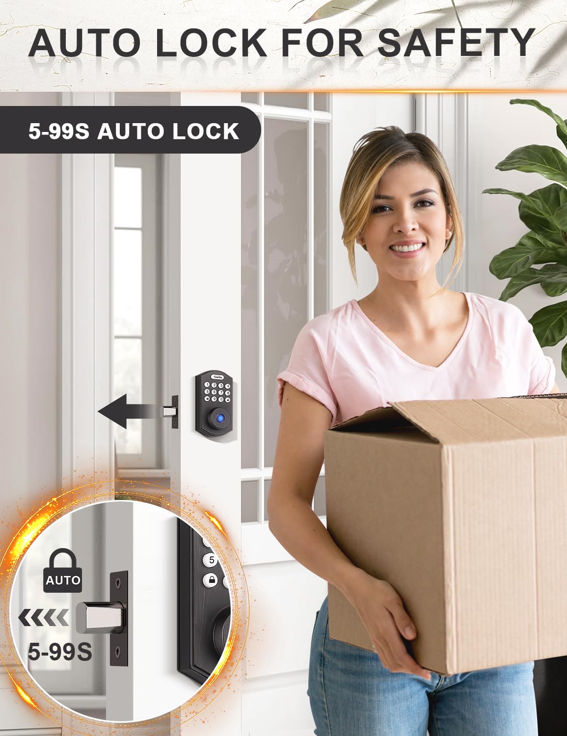 Tinewa Smart Locks for Front Door - Oil Rubbed Bronze Keyless Entry Door Lock Deadbolt, Electronic Digital Keypad Deadbolt with Fingerprint, APP Control, Easy Installation, Home Security